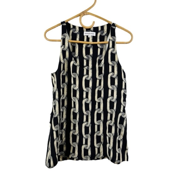 Christopher Deane 100% silk chain link print sleeveless tank top Y2K - Picture 2 of 9